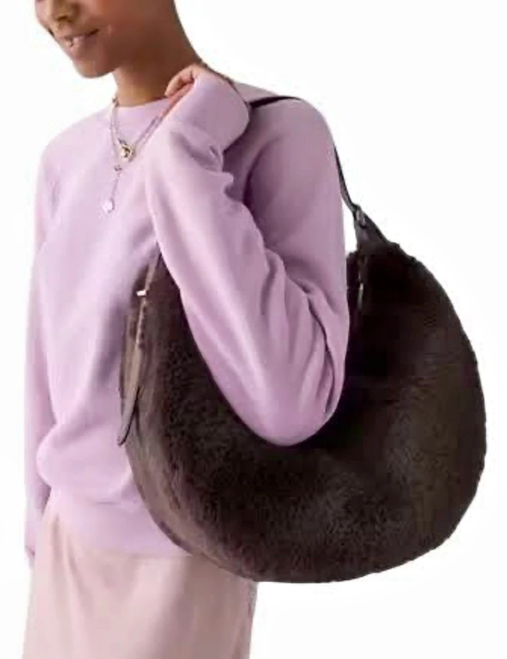 Kate Spade Faux Fur Crescent Bag 🧸🍫